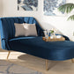 Baxton Studio Kailyn Glam and Luxe Navy Blue Velvet Fabric Upholstered and Gold Finished Chaise | Modishstore | Lounge Chairs