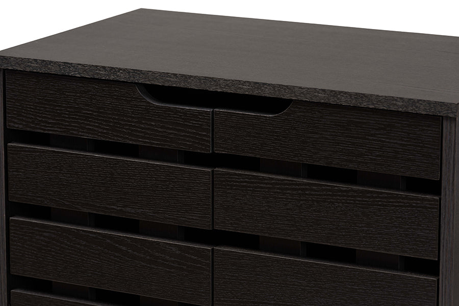 Baxton Studio Ernest Modern and Contemporary Dark Brown Finished Wood 2-Door Shoe Storage Cabinet | Cabinets | Modishstore - 5