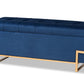 baxton studio parker glam and luxe navy blue velvet upholstered and gold metal finished storage ottoman | Modish Furniture Store-2