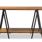 baxton studio britton rustic industrial walnut finished wood and black finished metal console table | Modish Furniture Store-3