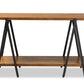 baxton studio britton rustic industrial walnut finished wood and black finished metal console table | Modish Furniture Store-3