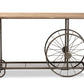 baxton studio terence vintage rustic industrial natural finished wood and black finished metal wheeled console table | Modish Furniture Store-3