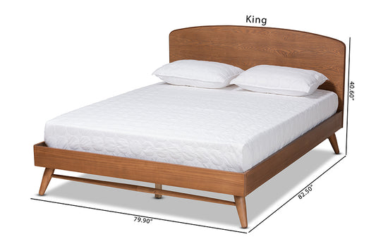 Baxton Studio Keagan Mid-Century Modern Transitional Walnut Brown Finished Wood King Size Platform Bed | Beds | Modishstore