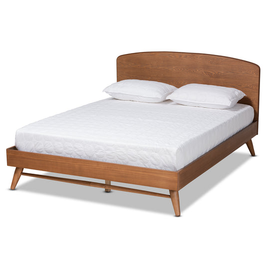Baxton Studio Keagan Mid-Century Modern Transitional Walnut Brown Finished Wood Full Size Platform Bed | Beds | Modishstore