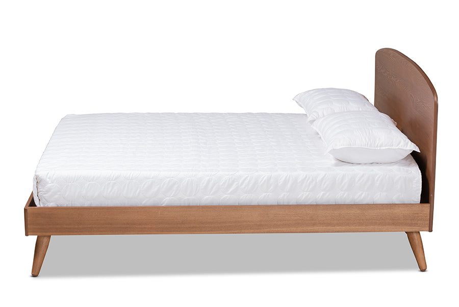 baxton studio keagan mid century modern transitional walnut brown finished wood queen size platform bed | Modish Furniture Store-3
