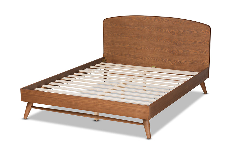 Baxton Studio Keagan Mid-Century Modern Transitional Walnut Brown Finished Wood King Size Platform Bed | Beds | Modishstore - 7