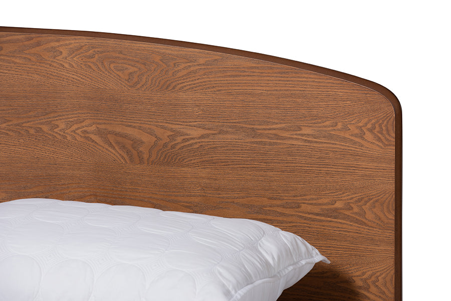 Baxton Studio Keagan Mid-Century Modern Transitional Walnut Brown Finished Wood Full Size Platform Bed | Beds | Modishstore - 5