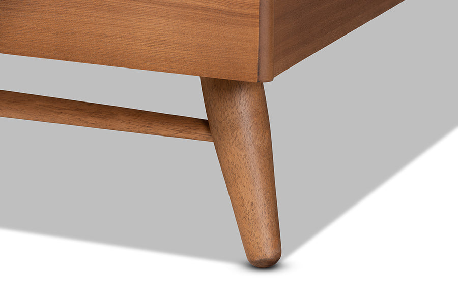 Baxton Studio Keagan Mid-Century Modern Transitional Walnut Brown Finished Wood King Size Platform Bed | Beds | Modishstore - 5