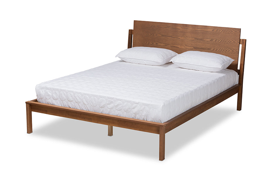 Baxton Studio Giuseppe Modern and Contemporary Walnut Brown Finished King Size Platform Bed | Beds | Modishstore - 4