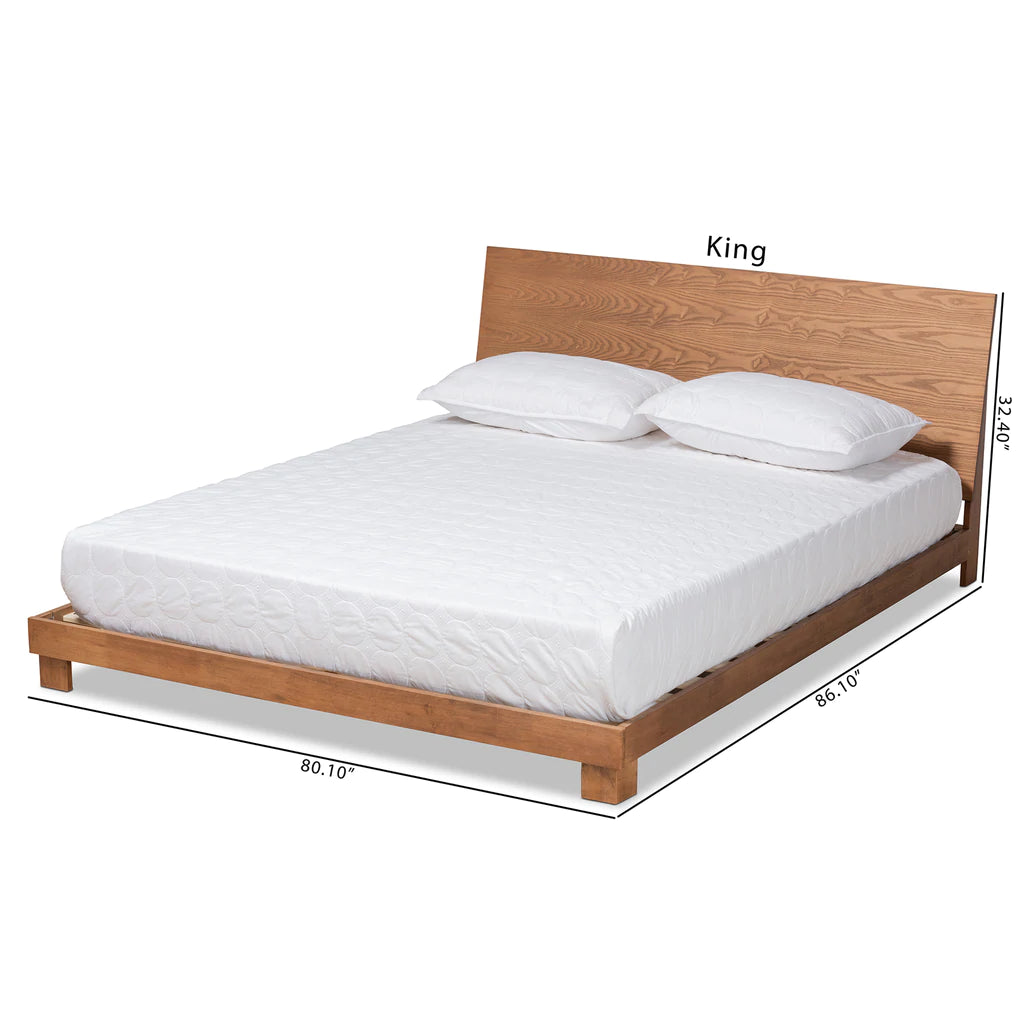 Baxton Studio Haines Modern and Contemporary Walnut Brown Finished Wood Queen Size Platform Bed | Beds | Modishstore - 4