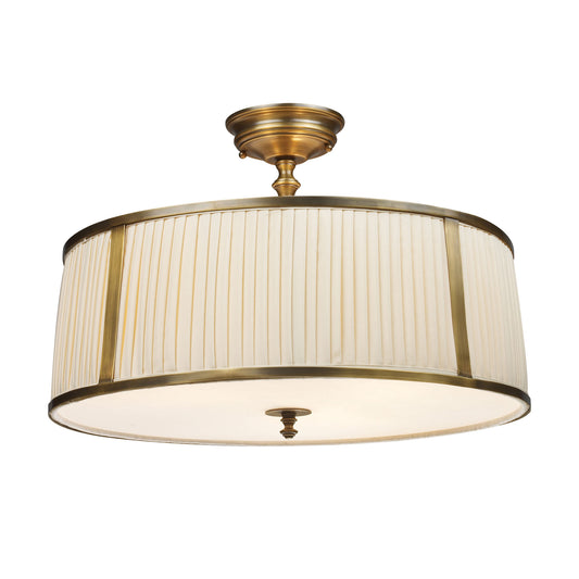 Williamsport 4-Light Semi Flush in Brass Patina with Cream Drum Shade ELK Lighting | Ceiling Lamps | Modishstore