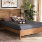 Baxton Studio Redmond Mid-Century Modern Walnut Brown Finished Wood and Synthetic Rattan Full Size Platform Bed | Beds | Modishstore