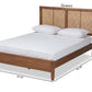 Baxton Studio Redmond Mid-Century Modern Walnut Brown Finished Wood and Synthetic Rattan Queen Size Platform Bed | Beds | Modishstore - 4