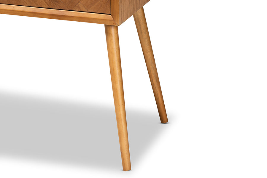 Baxton Studio Mae Mid-Century Modern Natural Brown Finished Wood 2-Drawer Console Table | Console Tables | Modishstore - 4