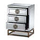 baxton studio laken contemporary glam and luxe mirrored and antique bronze finished 3 drawer nightstand | Modish Furniture Store-3
