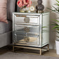 Baxton Studio Laken Contemporary Glam and Luxe Mirrored and Antique Bronze Finished 3-Drawer Nightstand | Modishstore | Nightstands