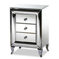 baxton studio pauline contemporary glam and luxe mirrored 3 drawer nightstand | Modish Furniture Store-2