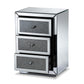 baxton studio talan contemporary glam and luxe mirrored 3 drawer nightstand | Modish Furniture Store-3