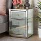 Baxton Studio Talan Contemporary Glam and Luxe Mirrored 3-Drawer Nightstand | Modishstore | Nightstands