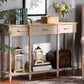 Baxton Studio Hallan Classic and Traditional French Provincial Rustic Whitewashed Oak Brown Finished Wood 3-Drawer Console Table | Modishstore | Console Tables