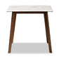 baxton studio kaylee mid century modern transitional walnut brown finished wood dining table with faux marble tabletop | Modish Furniture Store-3
