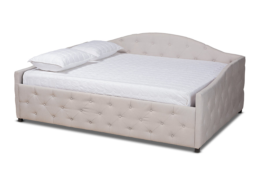 baxton studio becker modern and contemporary transitional beige fabric upholstered full size daybed | Modish Furniture Store-2