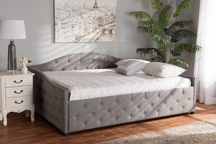 Baxton Studio Becker Modern and Contemporary Transitional Grey Fabric Upholstered Full Size Daybed | Modishstore | Beds