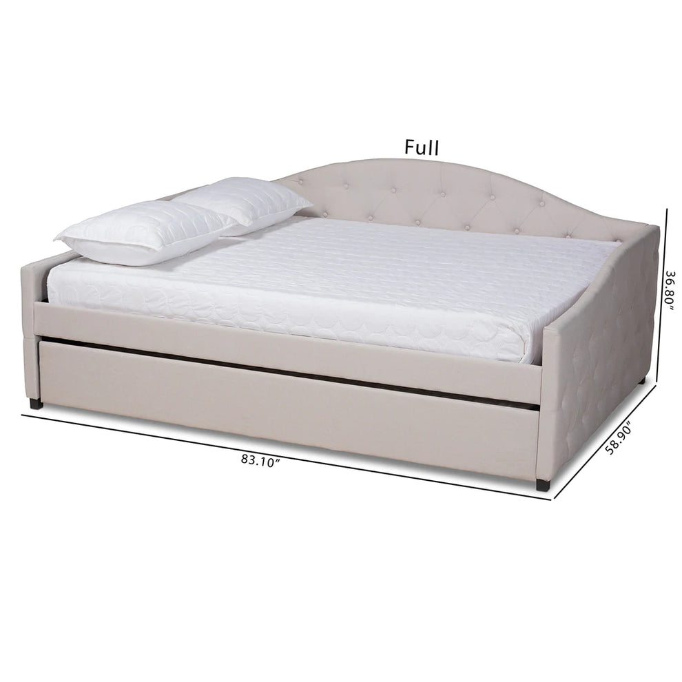 Baxton Studio Becker Modern and Contemporary Transitional Beige Fabric Upholstered Full Size Daybed with Trundle | Daybeds | Modishstore - 2