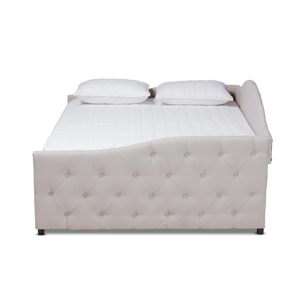 Baxton Studio Becker Modern and Contemporary Transitional Beige Fabric Upholstered Full Size Daybed with Trundle | Daybeds | Modishstore - 9