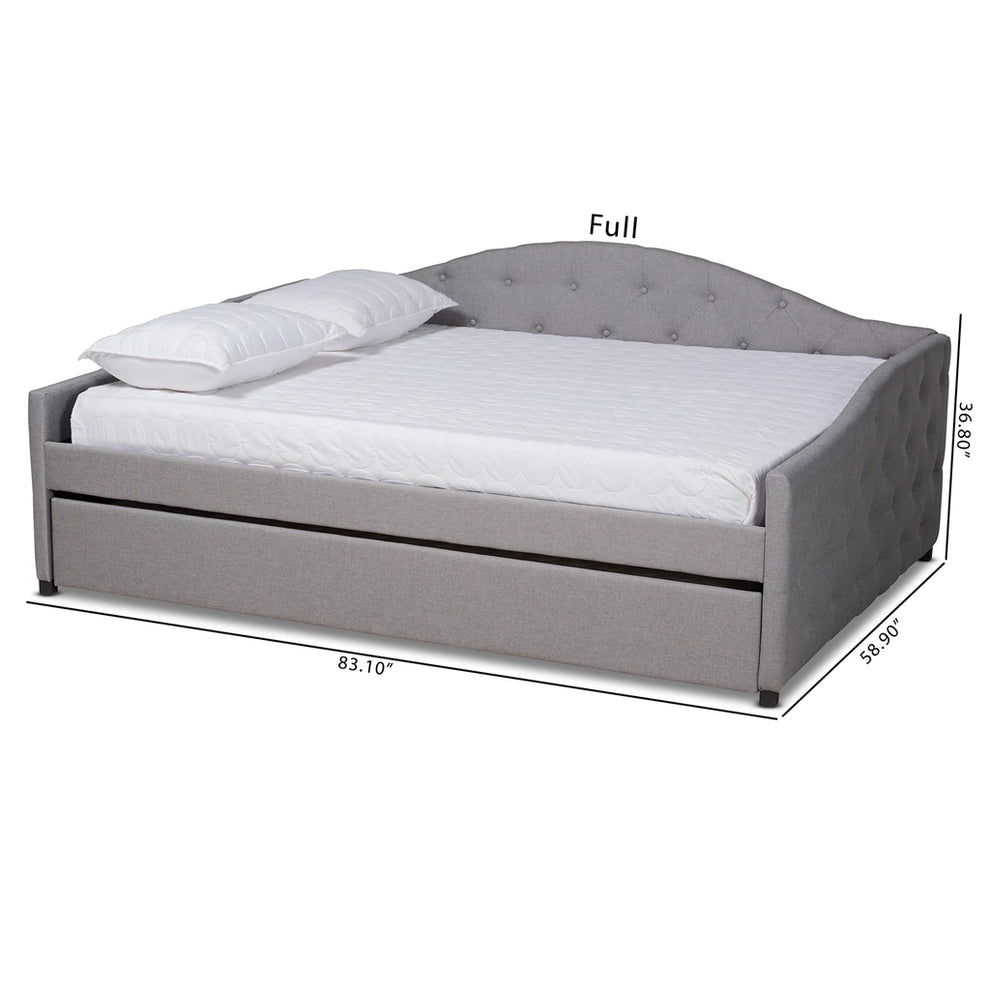 Baxton Studio Becker Modern and Contemporary Transitional Beige Fabric Upholstered Full Size Daybed with Trundle | Daybeds | Modishstore - 12