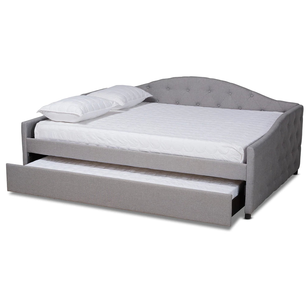 Baxton Studio Becker Modern and Contemporary Transitional Beige Fabric Upholstered Full Size Daybed with Trundle | Daybeds | Modishstore - 20