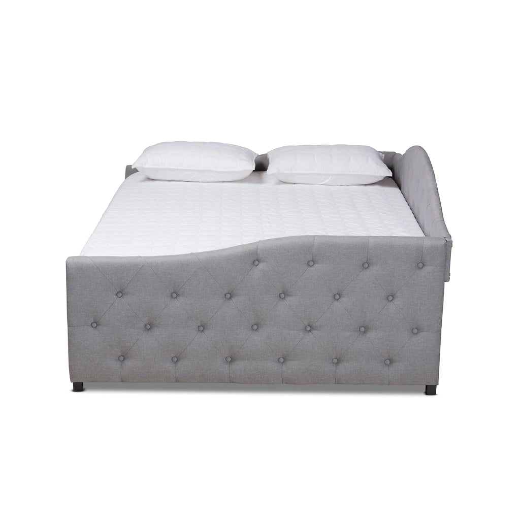 Baxton Studio Becker Modern and Contemporary Transitional Beige Fabric Upholstered Full Size Daybed with Trundle | Daybeds | Modishstore - 19