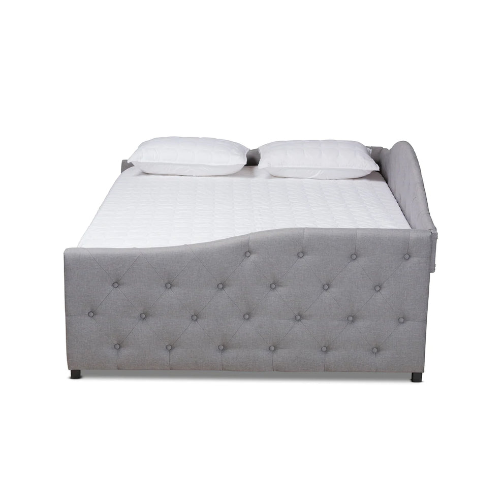 Baxton Studio Becker Modern and Contemporary Transitional Beige Fabric Upholstered Full Size Daybed with Trundle | Daybeds | Modishstore - 19