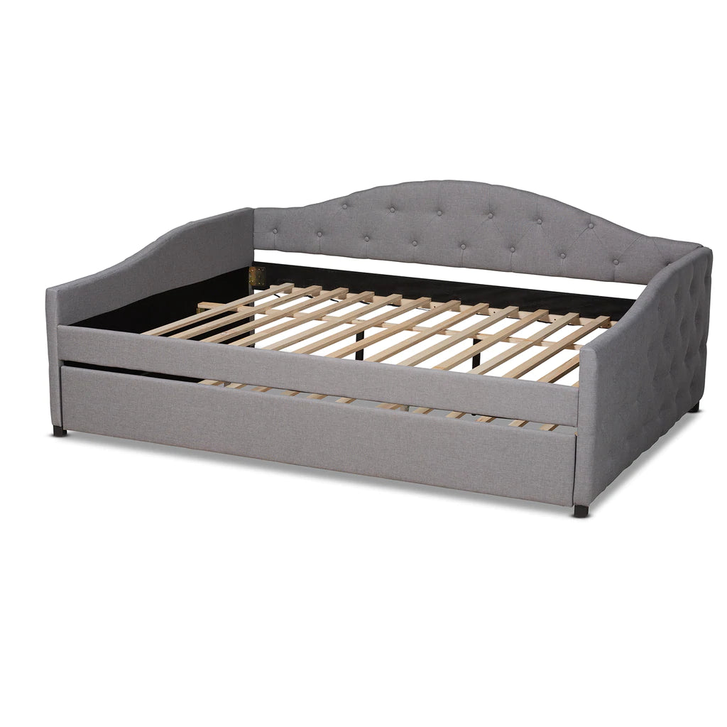 Baxton Studio Becker Modern and Contemporary Transitional Beige Fabric Upholstered Full Size Daybed with Trundle | Daybeds | Modishstore - 18