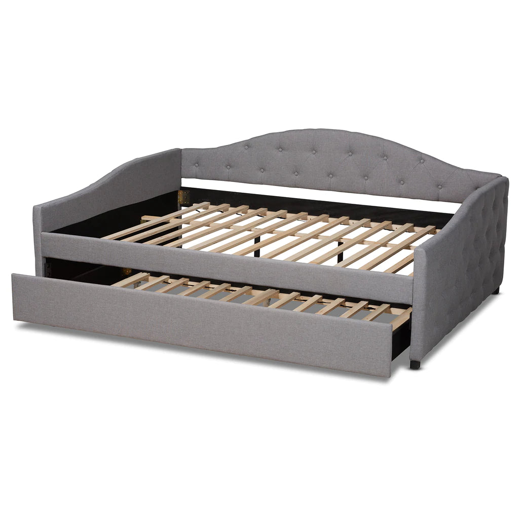 Baxton Studio Becker Modern and Contemporary Transitional Beige Fabric Upholstered Full Size Daybed with Trundle | Daybeds | Modishstore - 17