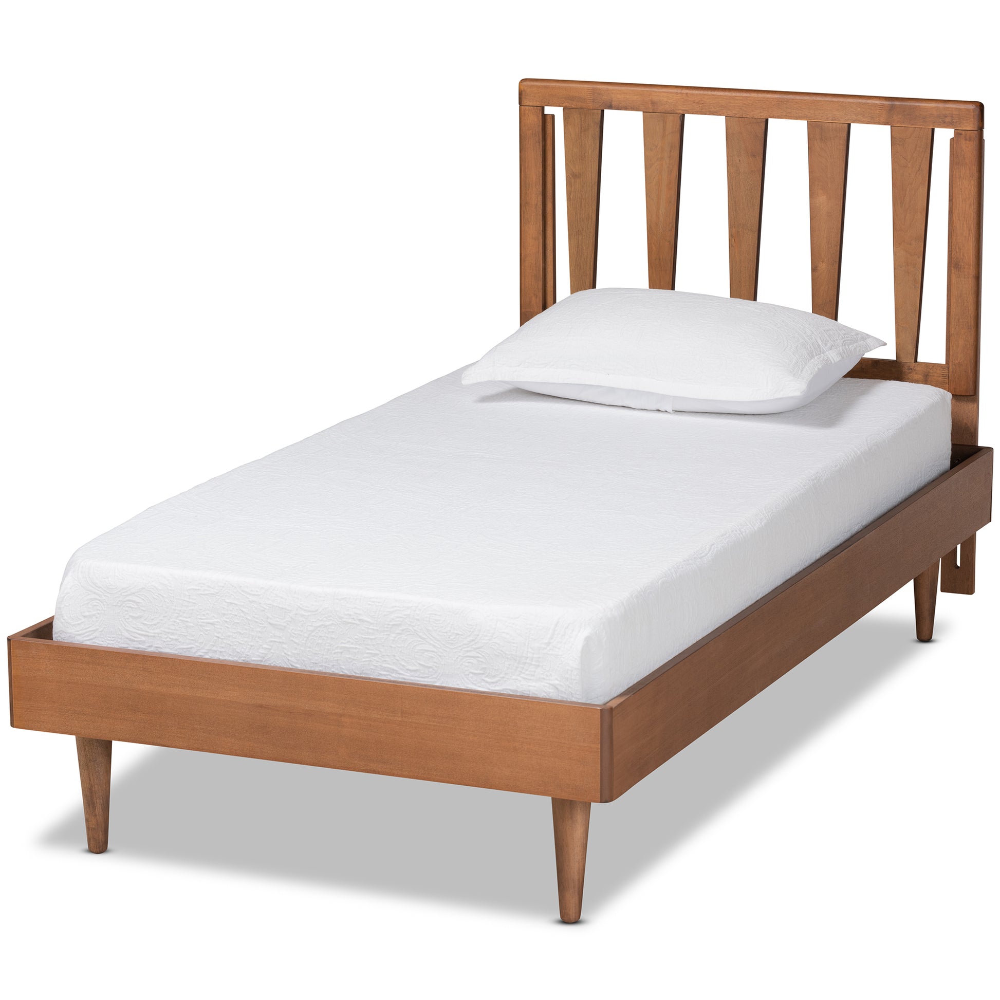 Baxton Studio Kuro Modern and Contemporary Walnut Brown Finished Wood Twin Size Platform Bed | Beds | Modishstore - 2