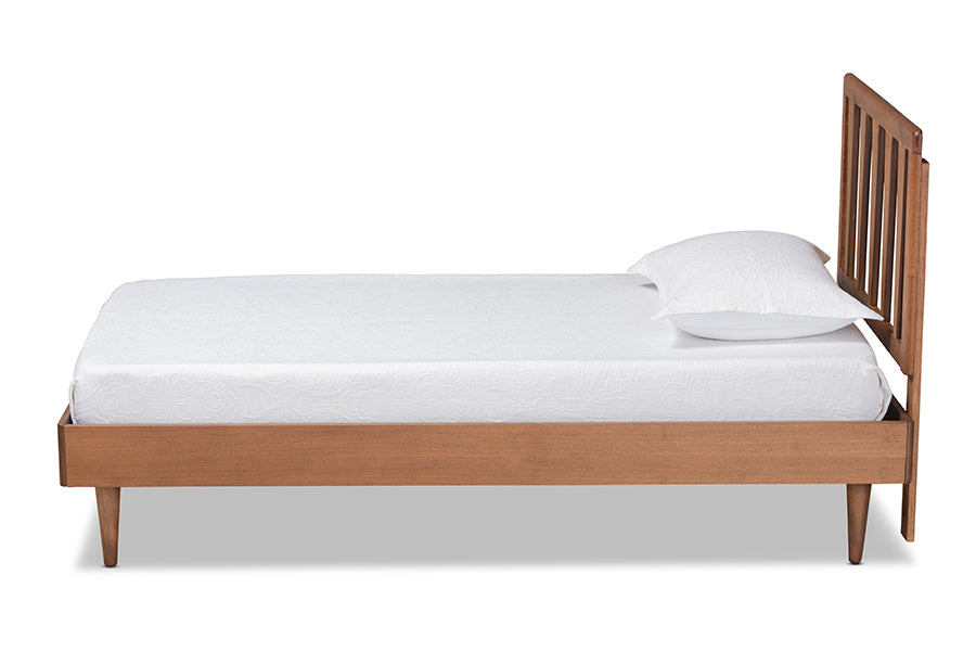 Baxton Studio Kuro Modern and Contemporary Walnut Brown Finished Wood Twin Size Platform Bed | Beds | Modishstore - 3