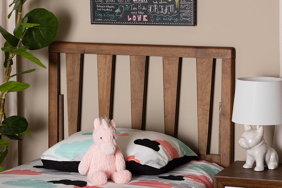 Baxton Studio Duncan Modern and Contemporary Ash Walnut Finished Wood Twin Size Headboard | Headboards | Modishstore - 2