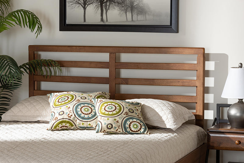 Baxton Studio Akemi Modern and Contemporary Ash Walnut Finished Wood Queen Size Headboard | Headboards | Modishstore