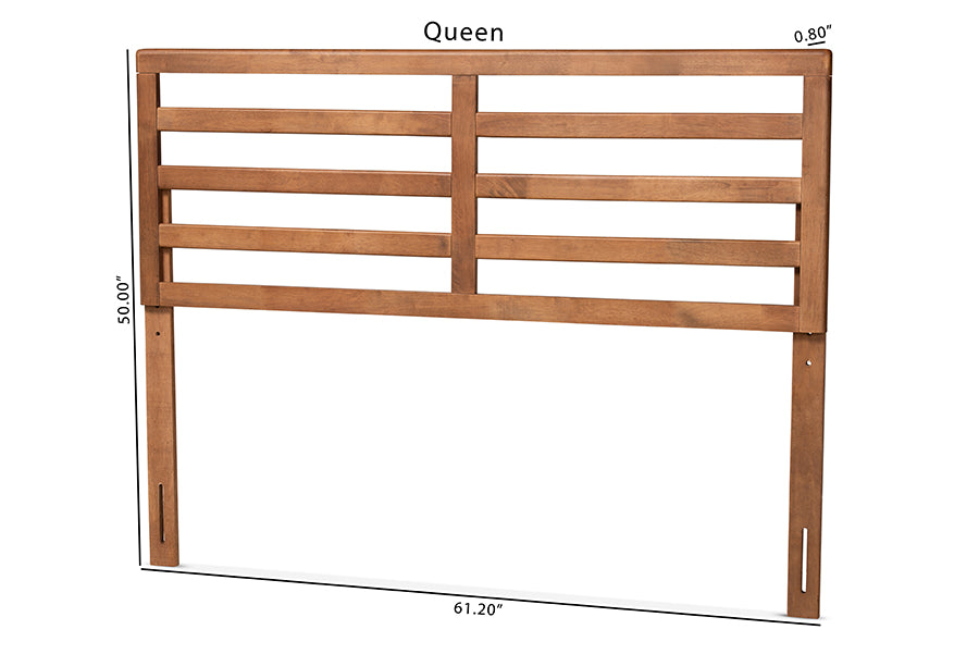 Baxton Studio Akemi Modern and Contemporary Ash Walnut Finished Wood Queen Size Headboard | Headboards | Modishstore - 4
