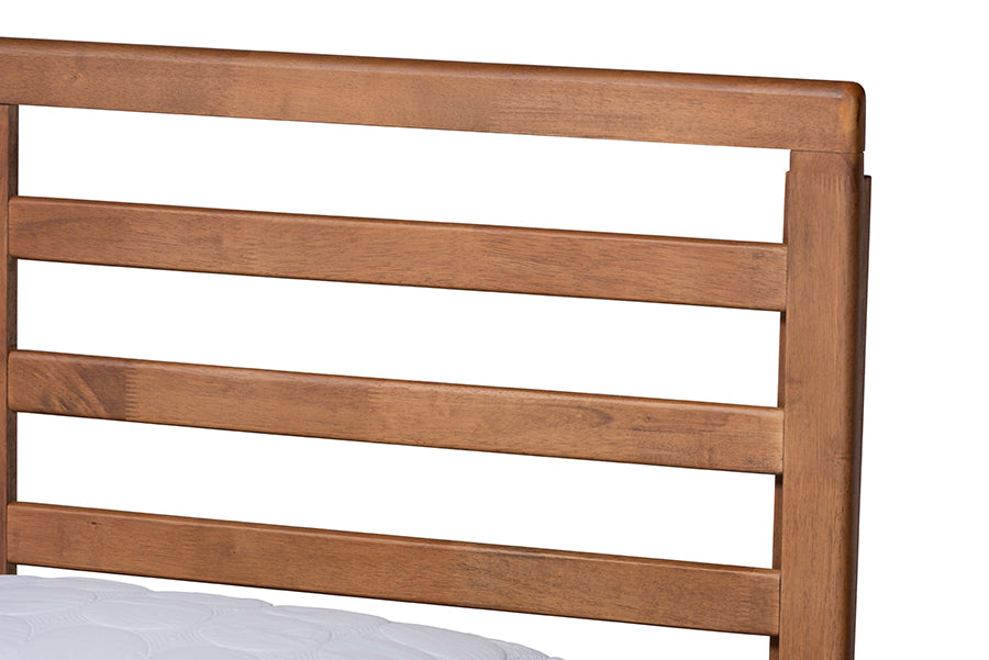 Baxton Studio Shiro Mid-Century Modern Ash Walnut Finished Wood Queen Size Platform Bed | Beds | Modishstore - 3