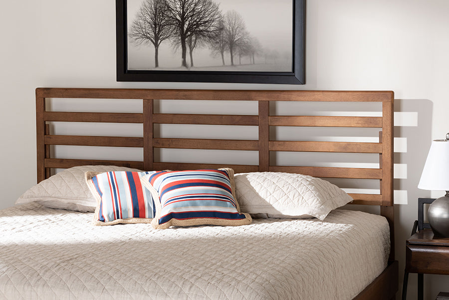 Baxton Studio Akemi Modern and Contemporary Ash Walnut Finished Wood King Size Headboard | Headboards | Modishstore