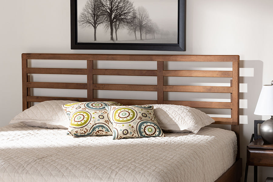Baxton Studio Akemi Modern and Contemporary Ash Walnut Finished Wood King Size Headboard | Headboards | Modishstore - 2