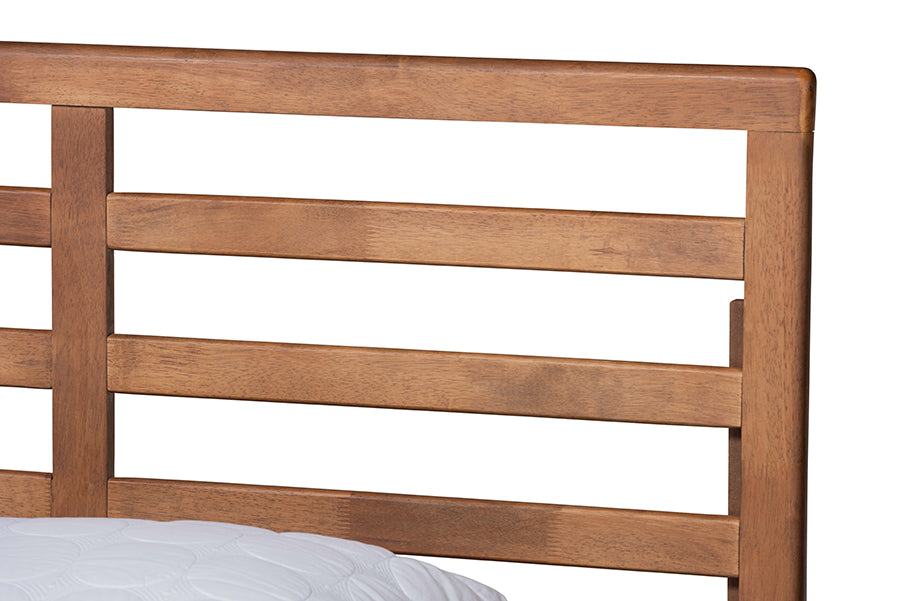 Baxton Studio Shiro Mid-Century Modern Ash Walnut Finished Wood King Size Platform Bed | Beds | Modishstore - 3