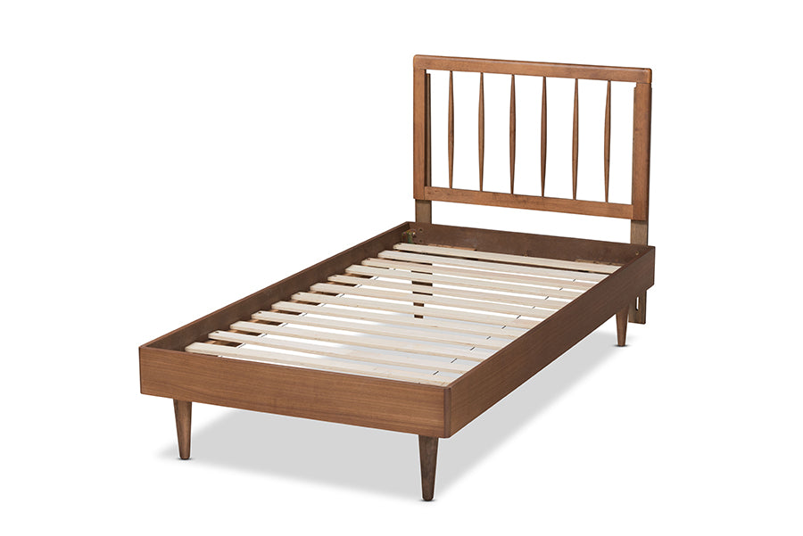 Baxton Studio Sora Mid-Century Modern Ash Walnut Finished Wood Twin Size Platform Bed | Beds | Modishstore - 7