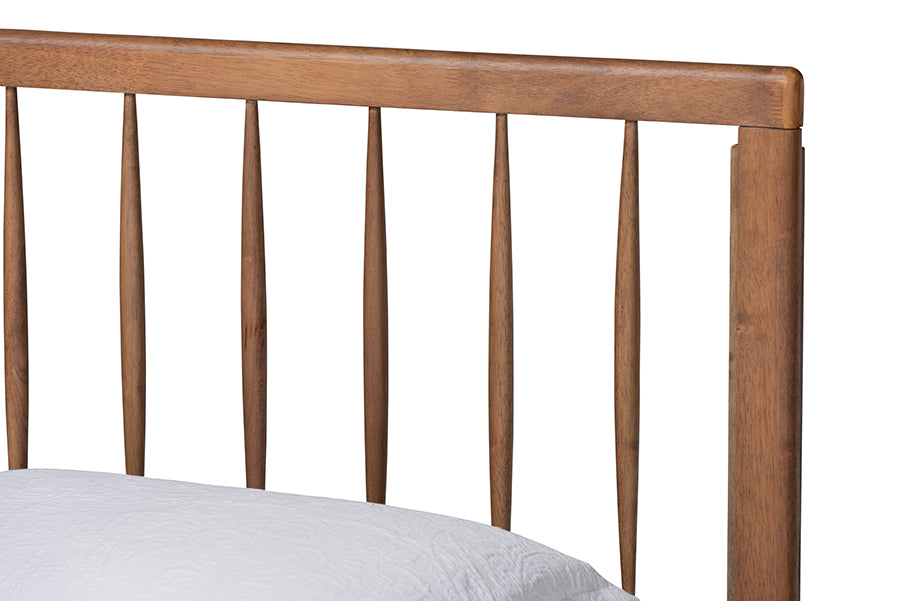 Baxton Studio Sora Mid-Century Modern Ash Walnut Finished Wood Twin Size Platform Bed | Beds | Modishstore - 5