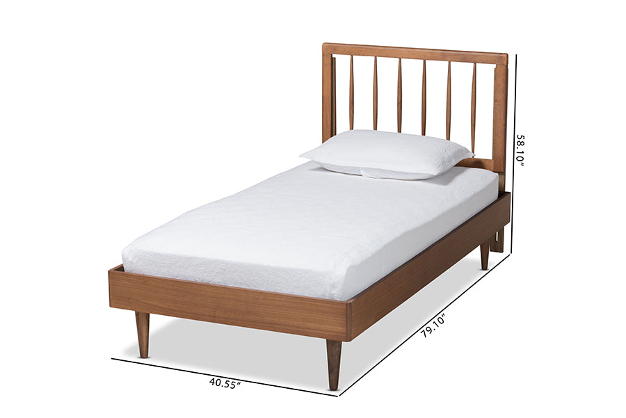 Baxton Studio Sora Mid-Century Modern Ash Walnut Finished Wood Twin Size Platform Bed | Beds | Modishstore - 6
