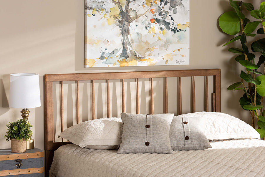 Baxton Studio Valin Modern and Contemporary Ash Walnut Finished Wood Full Size Headboard | Headboards | Modishstore - 2