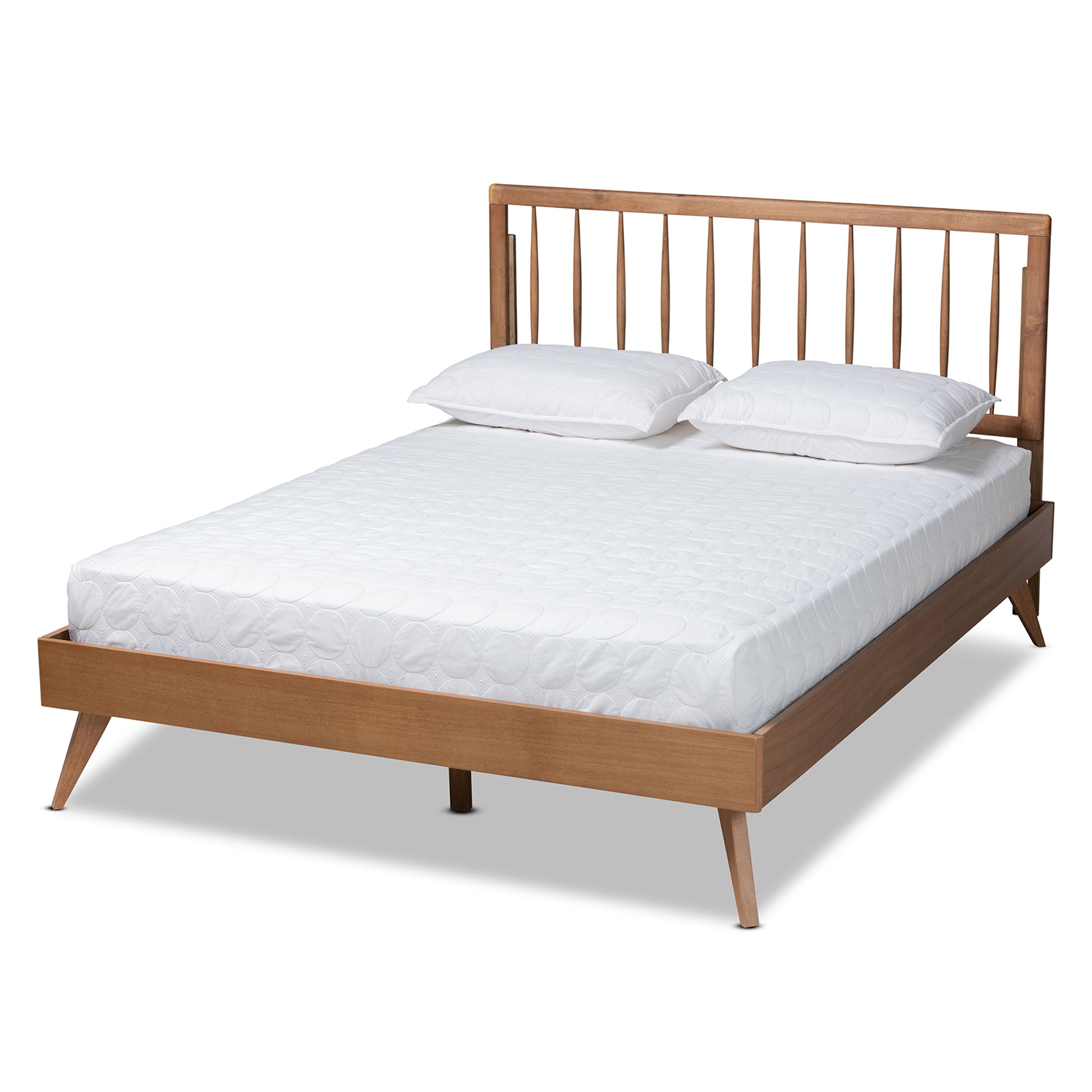 Baxton Studio Toru Mid-Century Modern Ash Walnut Finished Wood Full Size Platform Bed | Beds | Modishstore