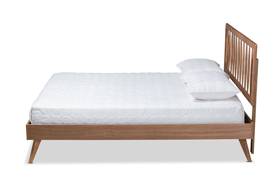 Baxton Studio Toru Mid-Century Modern Ash Walnut Finished Wood Full Size Platform Bed | Beds | Modishstore - 3